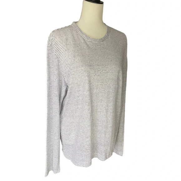 NWOT Club Monaco 100% Linen Knit Long Sleeve Tee Striped - Picture 3 of 11